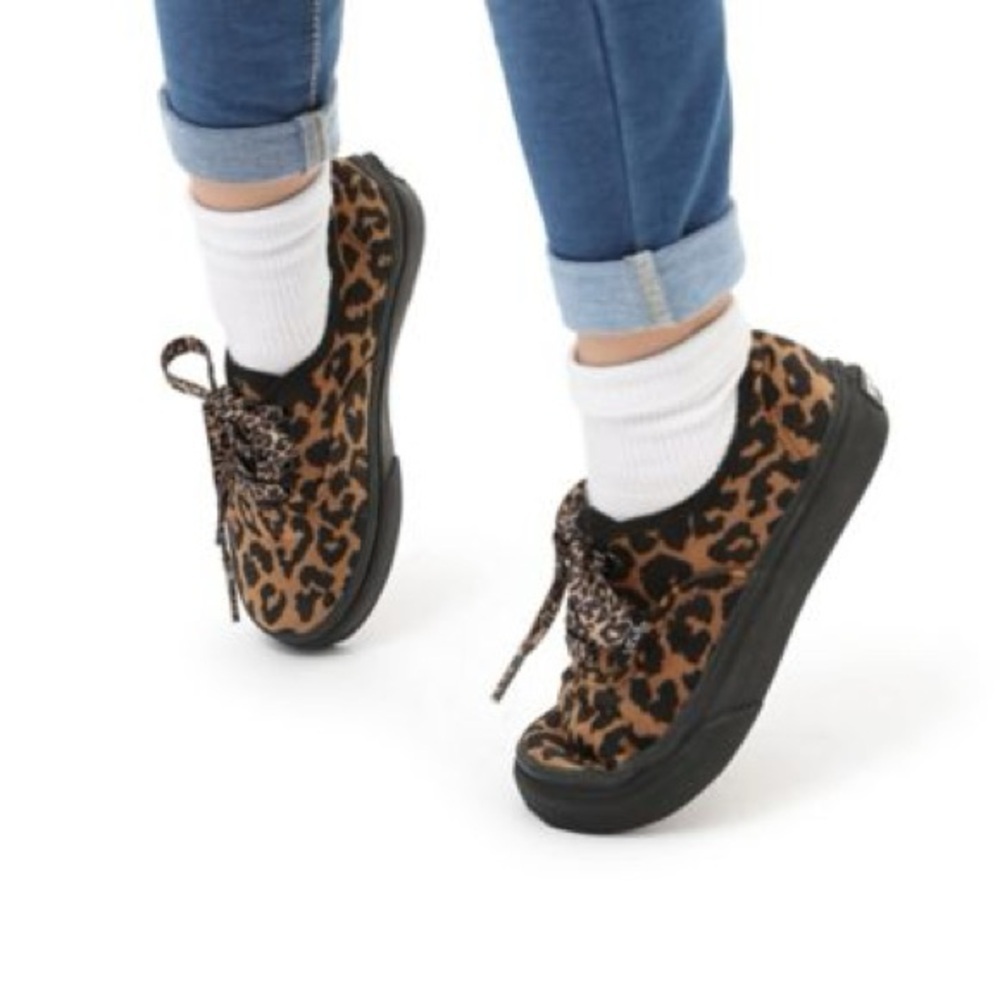 Vans Kids Authentic Leopard Print Skate Shoes - Brown/Black - Fits Woman Sz 7.5 - Picture 6 of 9